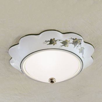 Ceiling Lamp in Iron and Ceramic and Hand Painted Decoration - Capua