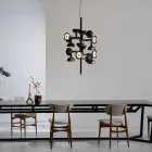 Suspension Lamp 16 Lights Design in White or Black -Celio Aluminum Viadurini