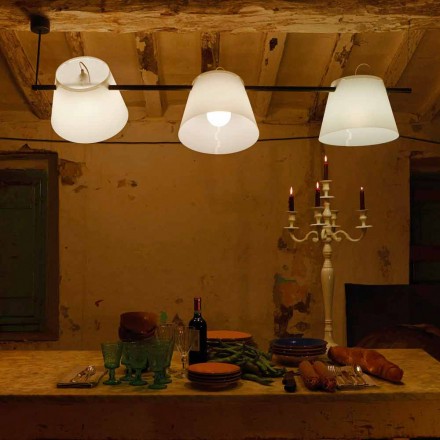Modern design 3 lights pendant lamp, L.150xP.32cm, Gemma Viadurini