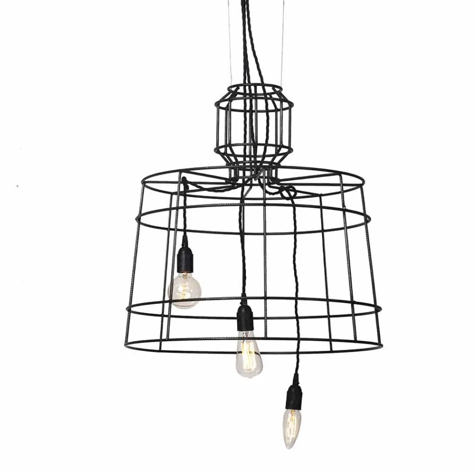 Suspension Lamp 3 Lights in White or Natural Metal Design - Stylus Viadurini