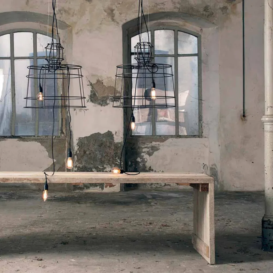 Suspension Lamp 3 Lights in White or Natural Metal Design - Stylus Viadurini