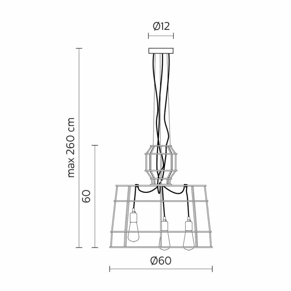Suspension Lamp 3 Lights in White or Natural Metal Design - Stylus Viadurini