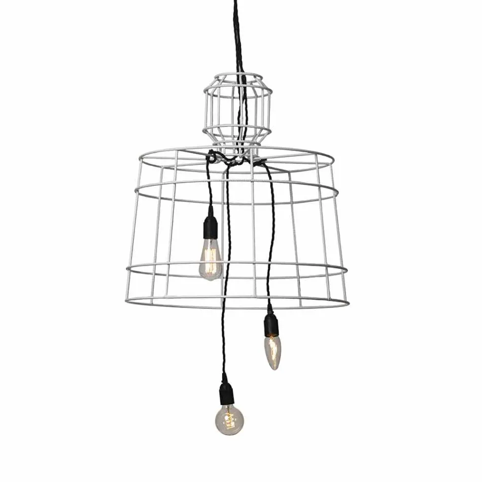 Suspension Lamp 3 Lights in White or Natural Metal Design - Stylus Viadurini