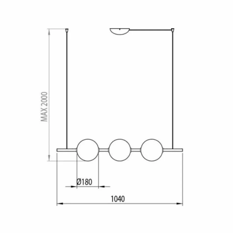 Suspension Lamp 3 Lights in Brass and Glass 2 Finishes - Alma by Il Fanale Viadurini