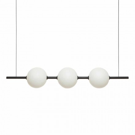Suspension Lamp 3 Lights in Brass and Glass 2 Finishes - Alma by Il Fanale Viadurini