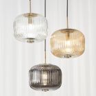 Suspension Lamp 3 Lights in Colored Blown Glass and Metal - Trissa Viadurini