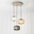 Suspension Lamp 3 Lights in Colored Blown Glass and Metal - Trissa