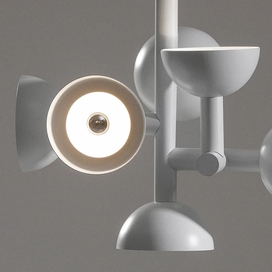 Suspension Lamp 6 Lights Design in White or Black Aluminum - Celio Viadurini