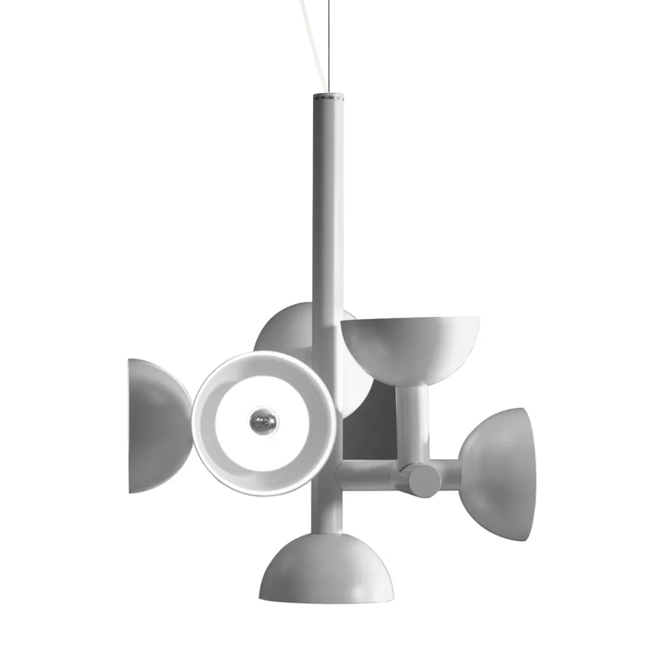Suspension Lamp 6 Lights Design in White or Black Aluminum - Celio Viadurini