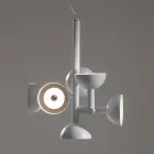 Suspension Lamp 6 Lights Design in White or Black Aluminum - Celio Viadurini