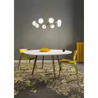 Suspension Lamp 8 Lights in Natural Brass and Glass - Molecola by Il Fanale Viadurini