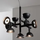 Suspension Lamp 9 Lights Design in White or Black Aluminum - Celio Viadurini
