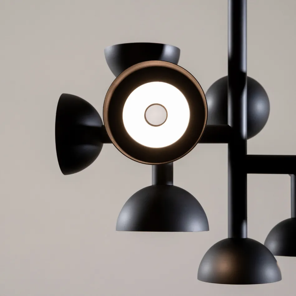 Suspension Lamp 9 Lights Design in White or Black Aluminum - Celio Viadurini