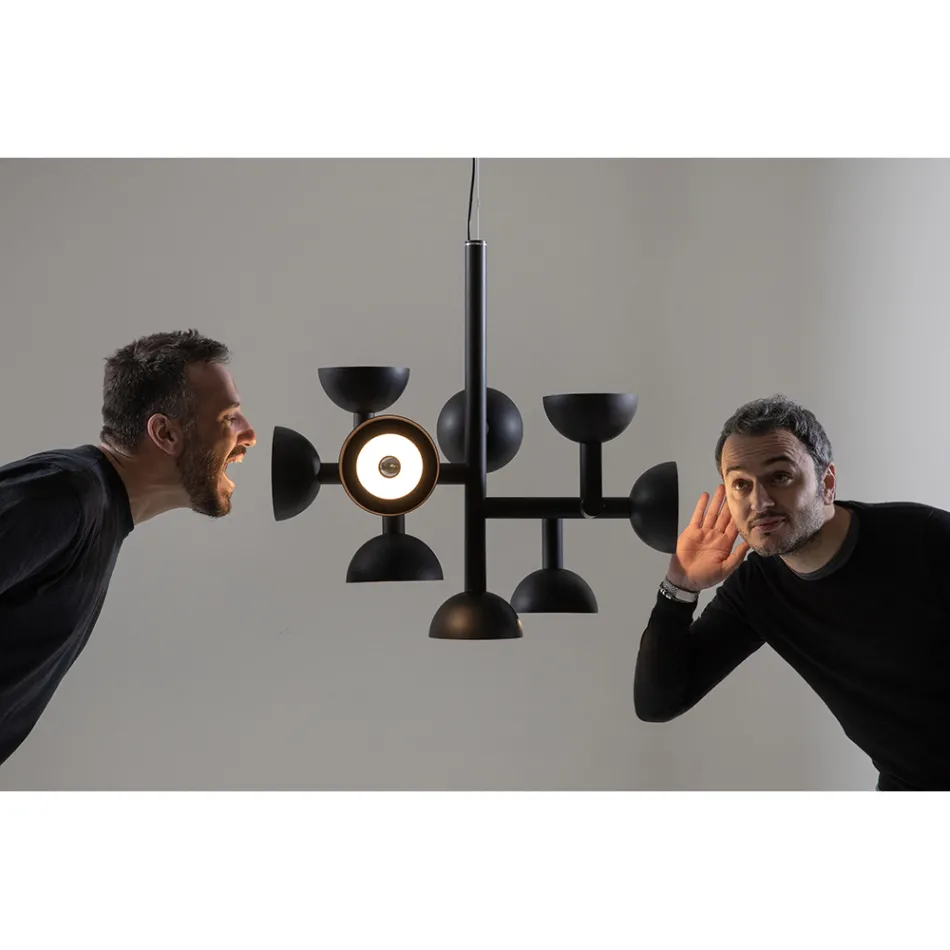 Suspension Lamp 9 Lights Design in White or Black Aluminum - Celio Viadurini