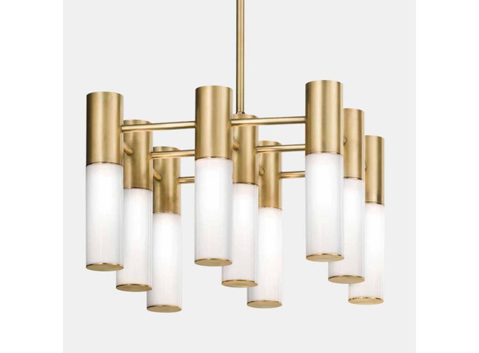 Suspension Lamp 9 Lights in Brass and Glass Design - Etoile by Il Fanale Viadurini