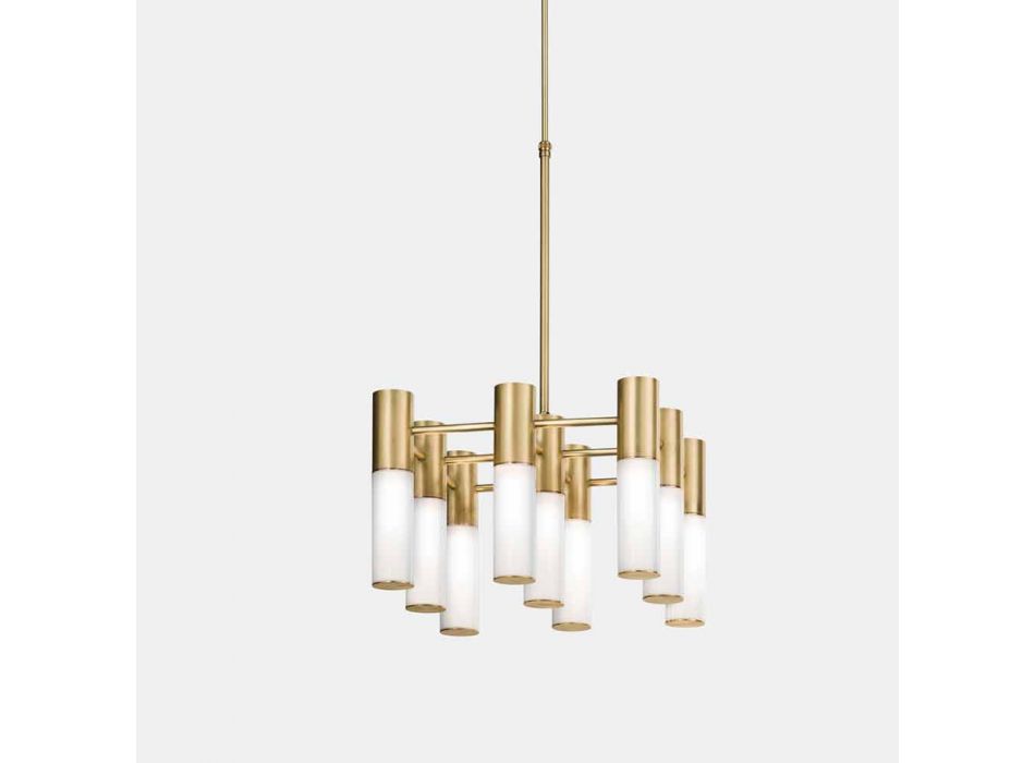 Suspension Lamp 9 Lights in Brass and Glass Design - Etoile by Il Fanale Viadurini