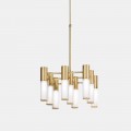 Suspension Lamp 9 Lights in Brass and Glass Design - Etoile by Il Fanale