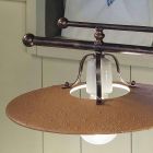 Suspension Lamp with 2 Lights in Iron and Hand Raw Ceramic - Bologna Viadurini