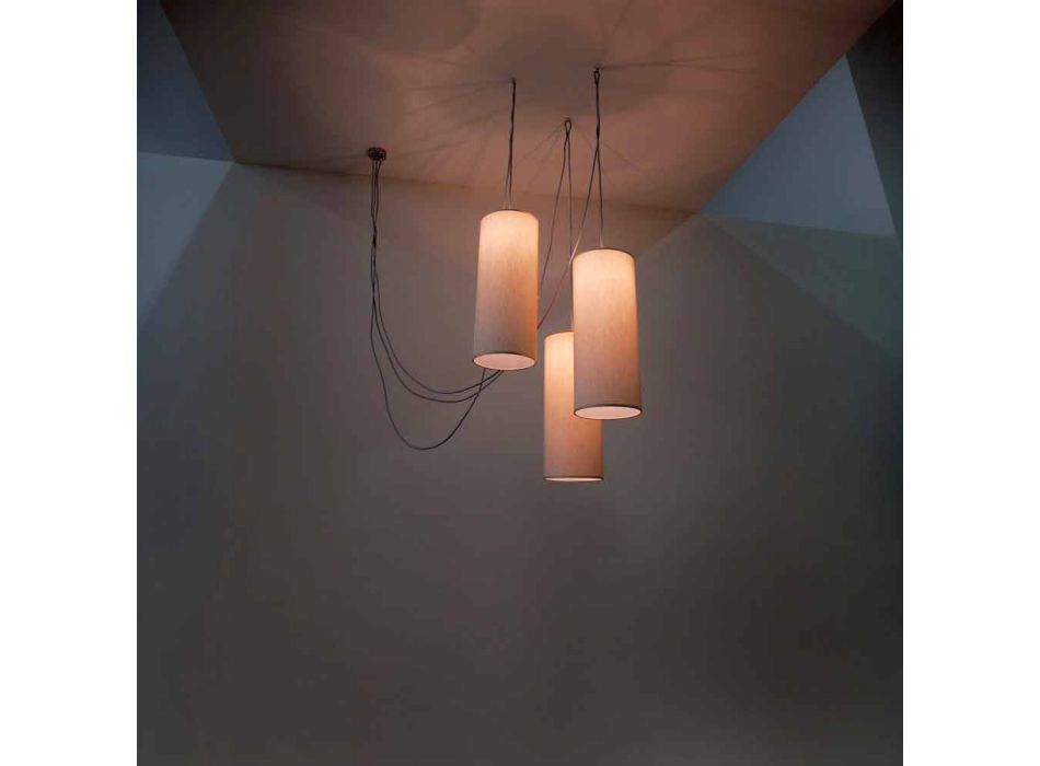 Pendant lamp with 3 lights with cylindrical diffuser Chrome Viadurini