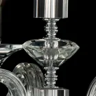 Suspension lamp with 3 lights in glass and crystal Ivy, made in Italy Viadurini