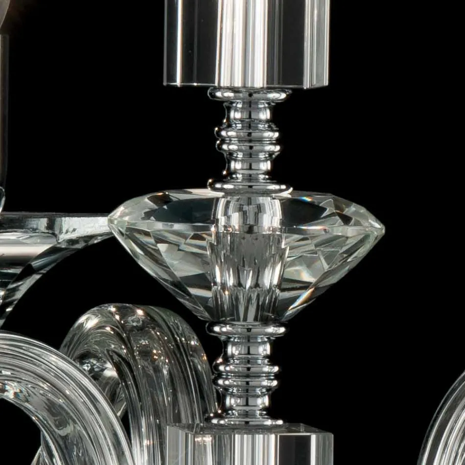 Suspension lamp with 3 lights in glass and crystal Ivy, made in Italy Viadurini