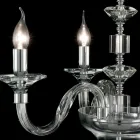 Suspension lamp with 3 lights in glass and crystal Ivy, made in Italy Viadurini