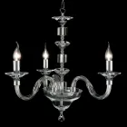 Suspension lamp with 3 lights in glass and crystal Ivy, made in Italy Viadurini