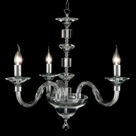 Suspension lamp with 3 lights in glass and crystal Ivy, made in Italy Viadurini