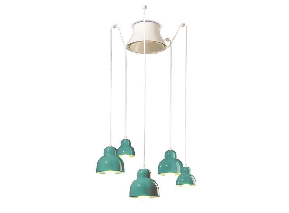 Pendant Lamp with 5 Colored Elements Made in Italy - Berimbau Viadurini