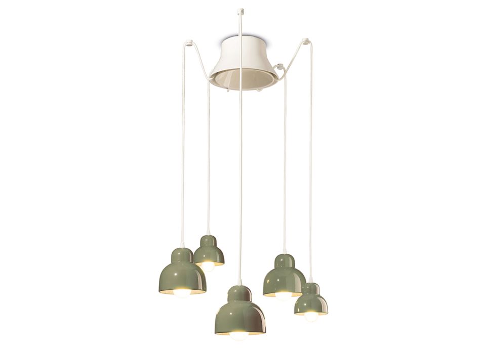 Pendant Lamp with 5 Colored Elements Made in Italy - Berimbau Viadurini