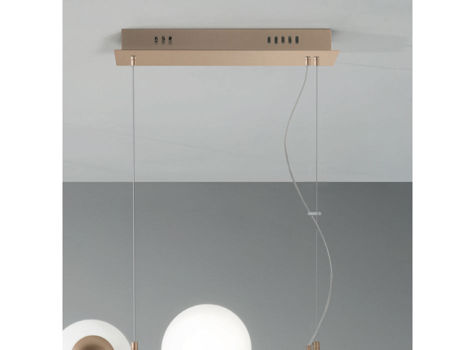 Suspension Lamp with 5 Lights in Metal and Modern Blown Glass - Birga Viadurini