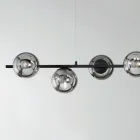 Suspension Lamp with 6 Lights in Metal and Modern Blown Glass - Birga Viadurini
