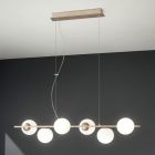 Suspension Lamp with 6 Lights in Metal and Modern Blown Glass - Birga Viadurini