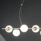 Suspension Lamp with 6 Lights in Metal and Modern Blown Glass - Birga Viadurini