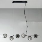 Suspension Lamp with 6 Lights in Metal and Modern Blown Glass - Birga Viadurini