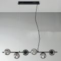 Suspension Lamp with 6 Lights in Metal and Modern Blown Glass - Birga