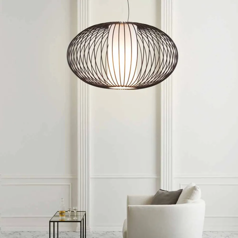 Suspension lamp painted steel, Ø90xh.53xl.cavo100cm, Gioia Viadurini