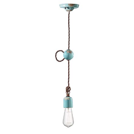 Industrial Artisan Suspension Lamp in Iron and Ceramic - Vintage Viadurini
