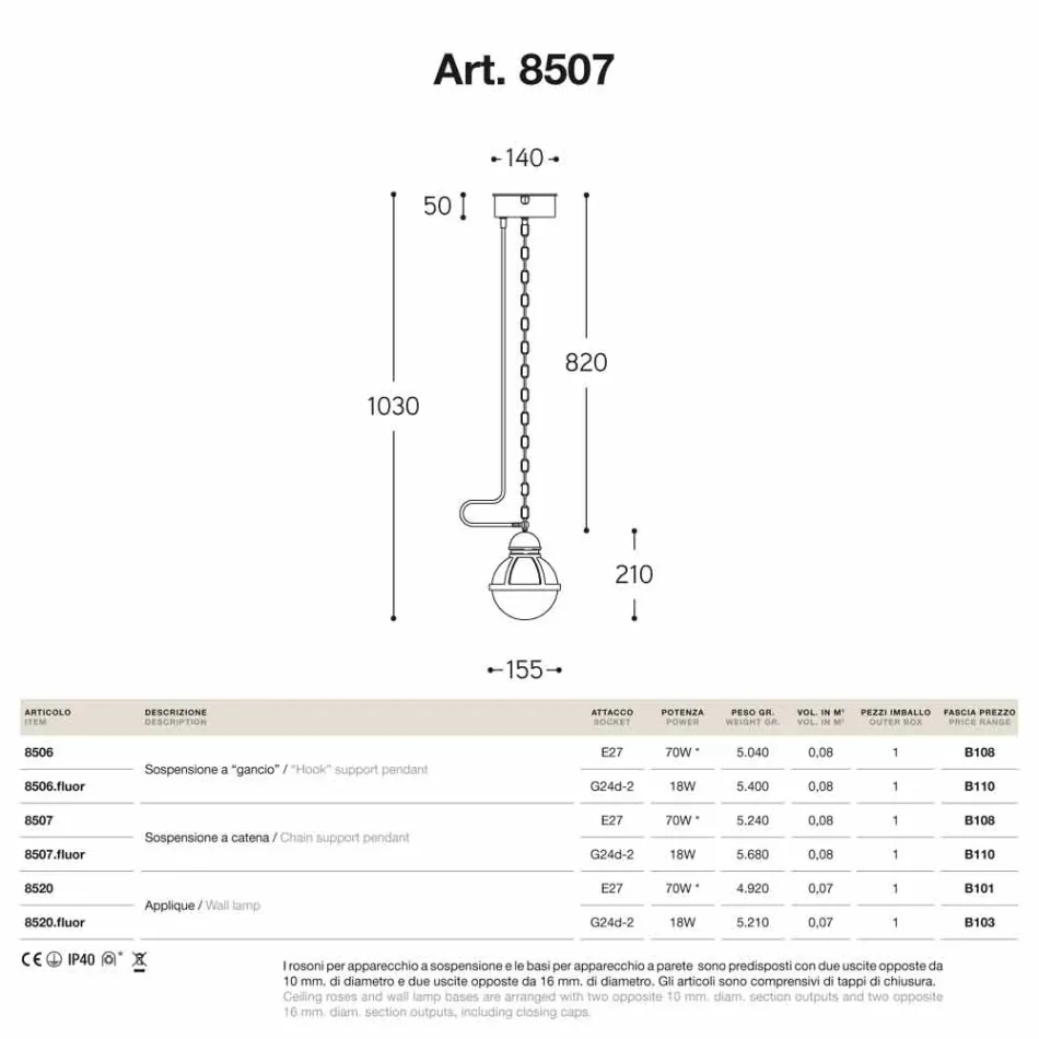 Pendant lamp Waterproofing brass and white glass Viadurini