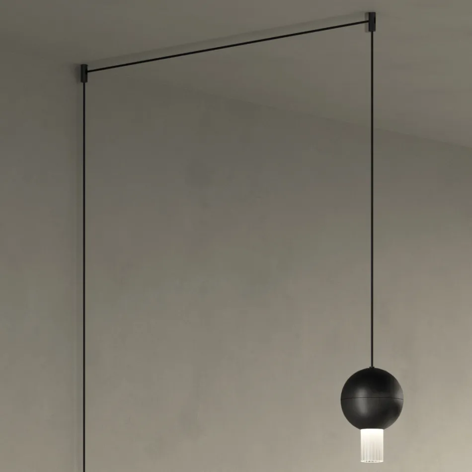 Pendant Lamp with Canneté Glass Cylinders Made in Italy - Oris Viadurini