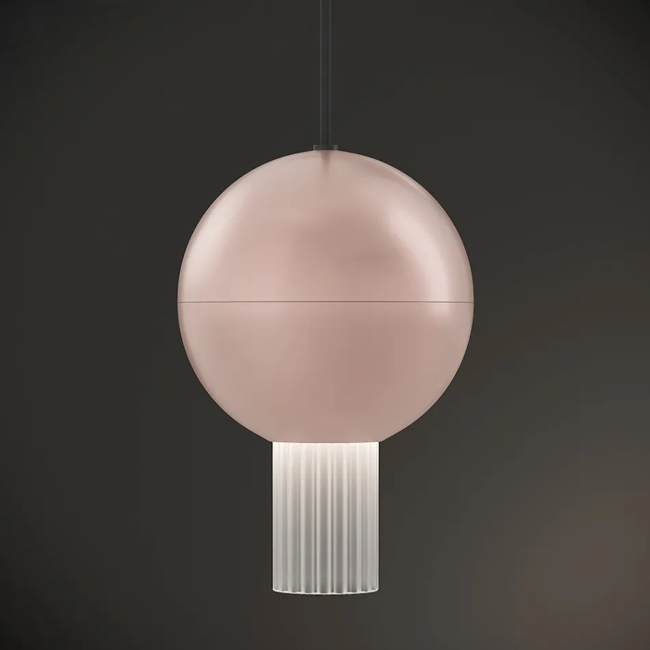 Pendant Lamp with Canneté Glass Cylinders Made in Italy - Oris Viadurini