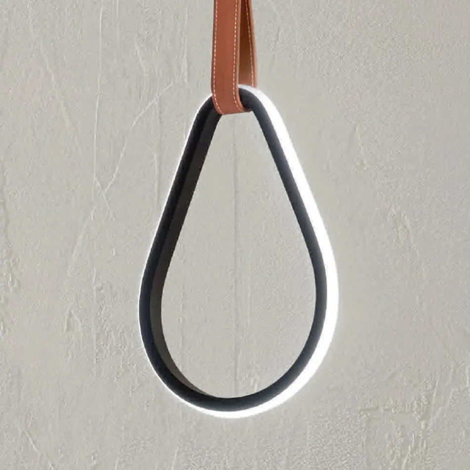 Suspension Lamp with Geometric Shapes and Detail in Faux Leather - Cypress Viadurini