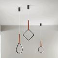 Suspension Lamp with Geometric Shapes and Detail in Faux Leather - Cypress