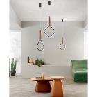 Suspension Lamp with Geometric Shapes and Detail in Faux Leather - Cypress Viadurini