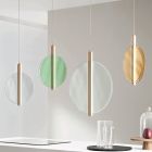 Suspension Lamp with LED in Painted Metal and Textured Glass - Baobab Viadurini