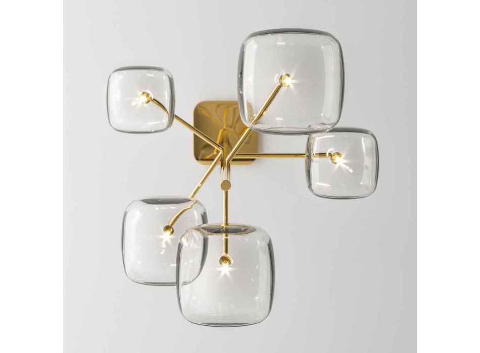 Suspension Lamp with Shiny Metal Structure Made in Italy - Donatina Viadurini