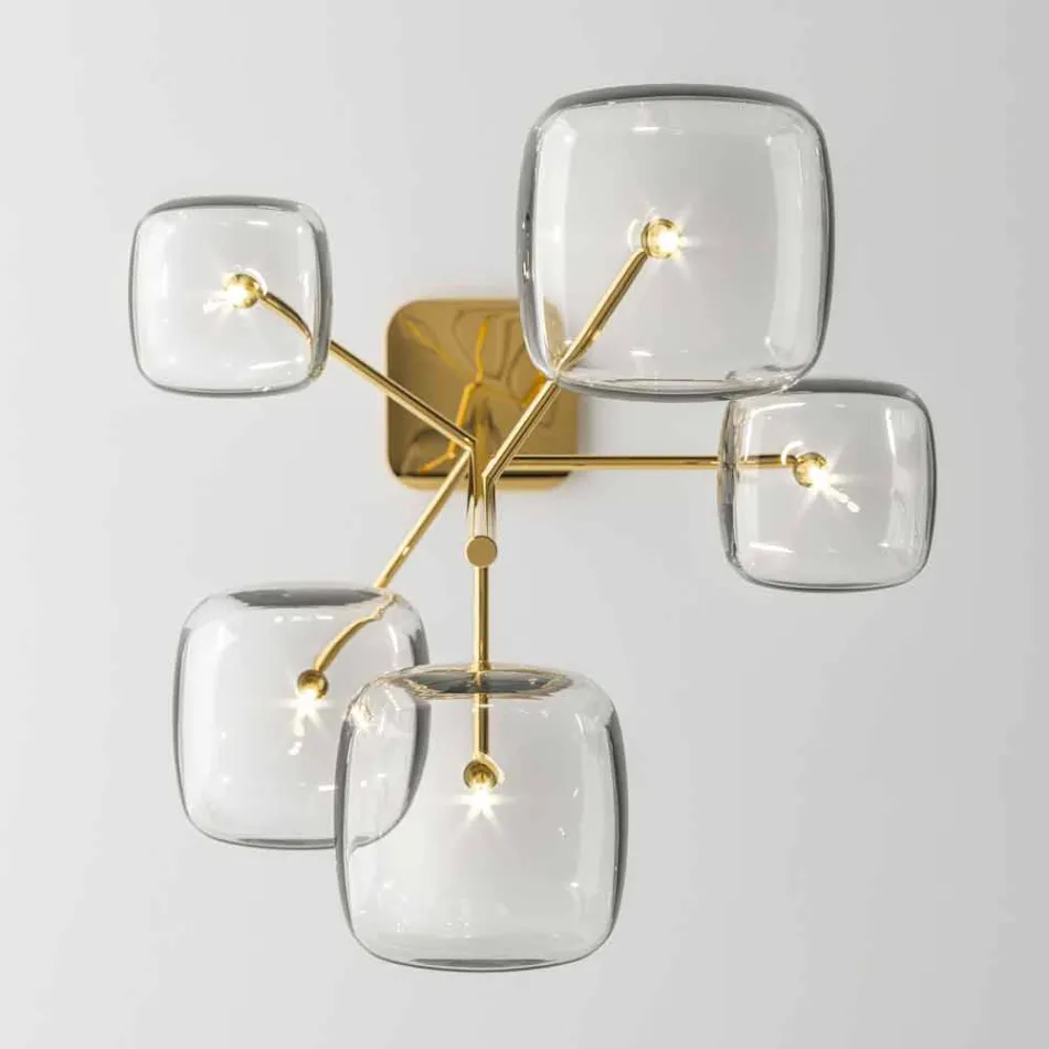 Suspension Lamp with Shiny Metal Structure Made in Italy - Donatina Viadurini