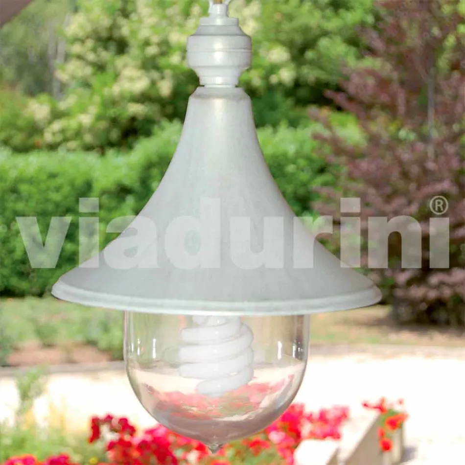 Outdoor suspension lamp in white aluminum made Italy, Anusca Viadurini