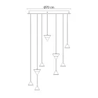 Design Suspension Lamp 5 or 7 Lights Black Aluminum Wire - Mercado Viadurini