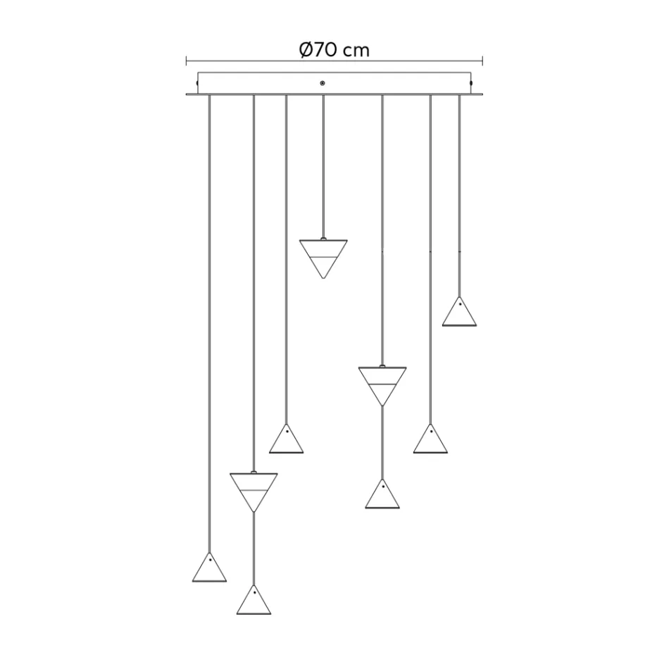 Design Suspension Lamp 5 or 7 Lights Black Aluminum Wire - Mercado Viadurini